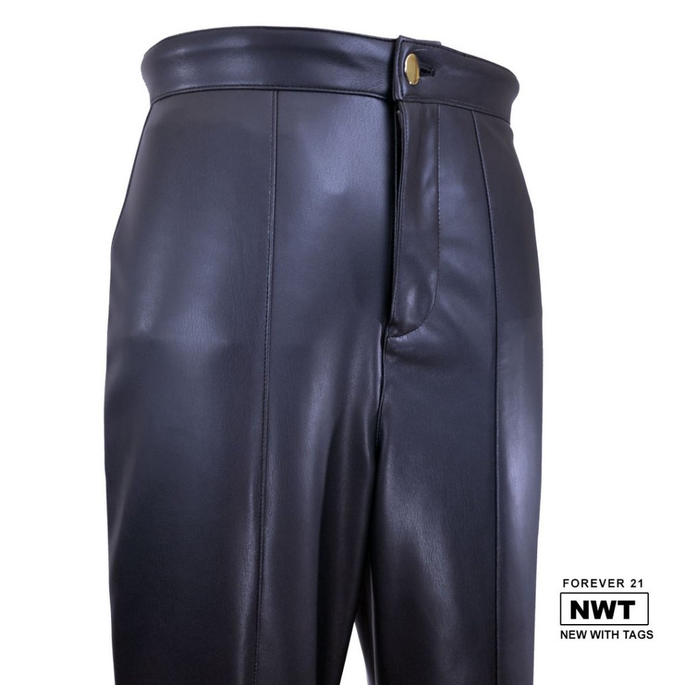 Women’s Navy Blue Vegan Leather Skinny Pants Forever 21
